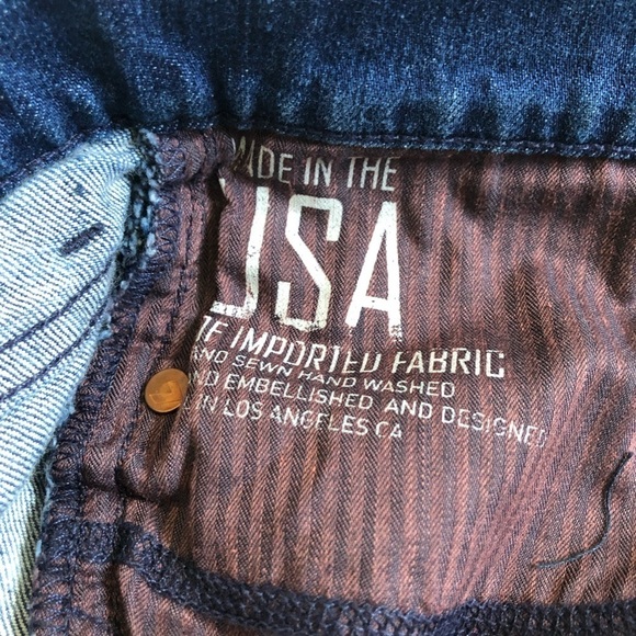 7 for all Mankind Y2K Bleached Distressed Dark Denim Mini Fray Hem Skirt NWT 32 - Picture 8 of 9